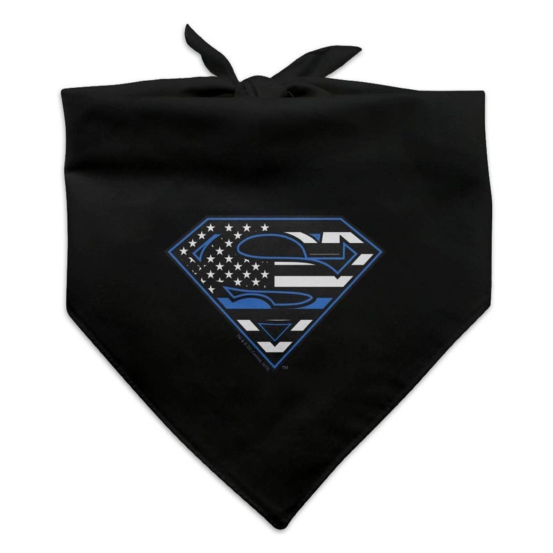 GRAPHICS & MORE Superman Thin Blue Line Flag Shield Logo Dog Pet Bandana - Image 1